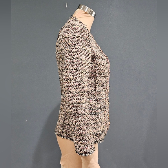 REBECCA TAYLOR Women Tweed Wool Blend Pink Multi Jacket 2 - Picture 4 of 10